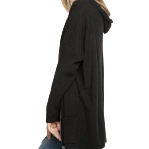 Brandy Melville Black Hooded Waffle Knit Thermal Cardigan